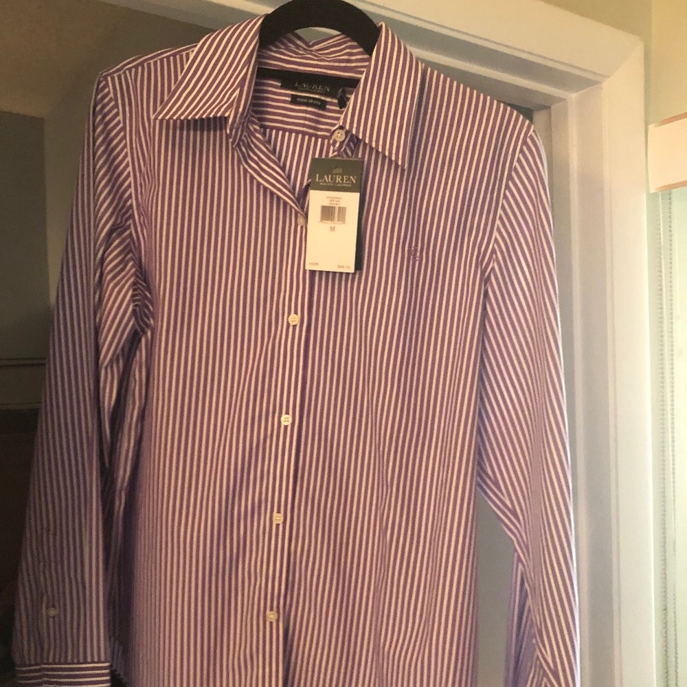 Ralph Lauren Lavender and white striped Oxford shirt